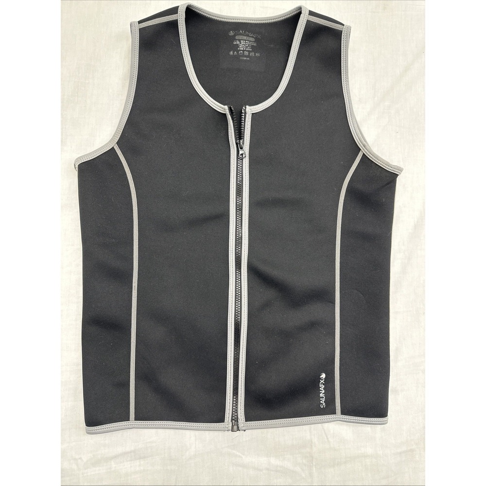 SaunaFX Sauna Vest Men Black Gray Neoprene Full Zip‎ Slimming Activewear